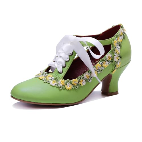 Mary Jane Schuhe für Damen, bunt, Patchword, Blockabsatz, Vintage-Pumps, Mary Jane, mittelhoher Absatz, Knöchelriemen, Hochzeitskleid, Abendparty, Schuhe, Grün , 42 EU Mary Jane Schuhe für Damen, bunt, Patchword, Blockabsatz, Vintage-Pumps, Mary Jane, mittelhoher Absatz, Knöchelriemen, Hochzeitskleid, Abendparty, Schuhe, Grün , 42 EU von eimeinuosy
