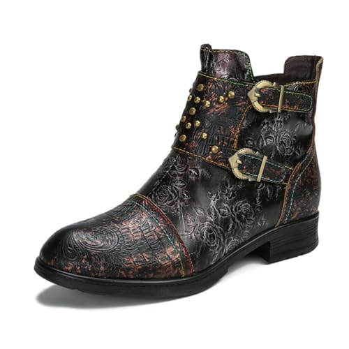 eimeinuosy Damen-Stiefeletten, Winterstiefel, Pelzfutter, warme Stiefel, flacher Absatz, handgefertigt, Retro-Spleißleder, Outdoor-Wanderschuhe, bequem, leicht, rutschfester seitlicher Reißverschluss eimeinuosy Damen-Stiefeletten, Winterstiefel, Pelzfutter, warme Stiefel, flacher Absatz, handgefertigt, Retro-Spleißleder, Outdoor-Wanderschuhe, bequem, leicht, rutschfester seitlicher Reißverschluss von eimeinuosy