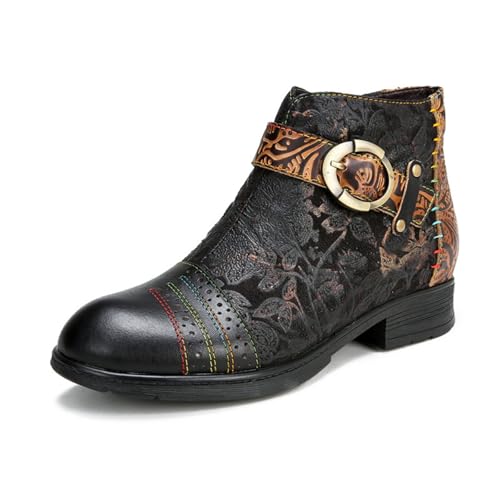 eimeinuosy Damen-Stiefeletten, Winterstiefel, Pelzfutter, warme Stiefel, flacher Absatz, handgefertigt, Retro-Spleißleder, Outdoor-Wanderschuhe, bequem, leicht, rutschfester seitlicher Reißverschluss eimeinuosy Damen-Stiefeletten, Winterstiefel, Pelzfutter, warme Stiefel, flacher Absatz, handgefertigt, Retro-Spleißleder, Outdoor-Wanderschuhe, bequem, leicht, rutschfester seitlicher Reißverschluss von eimeinuosy