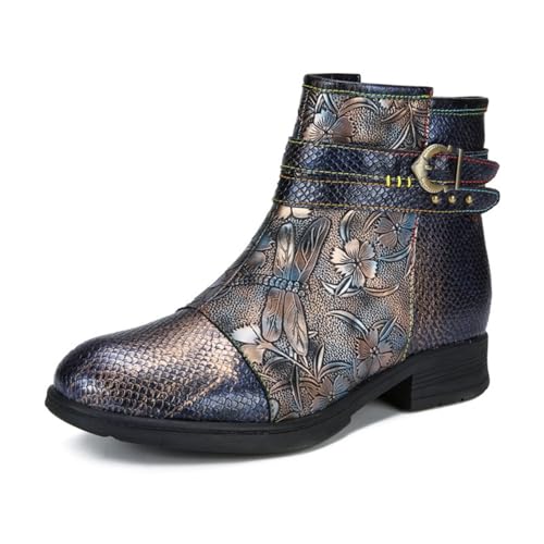 eimeinuosy Damen-Stiefeletten, Winterstiefel, Pelzfutter, warme Stiefel, flacher Absatz, handgefertigt, Retro-Spleißleder, Outdoor-Wanderschuhe, bequem, leicht, rutschfester seitlicher Reißverschluss eimeinuosy Damen-Stiefeletten, Winterstiefel, Pelzfutter, warme Stiefel, flacher Absatz, handgefertigt, Retro-Spleißleder, Outdoor-Wanderschuhe, bequem, leicht, rutschfester seitlicher Reißverschluss von eimeinuosy