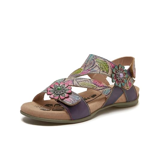 eimeinuosy Flache Damen-Sandalen aus Leder, Strandschuhe, bequem, zum Spazierengehen, rutschfest, lässig, offener Zehenbereich, elegante Arbeitssandalen, Marineblau, 8 eimeinuosy Flache Damen-Sandalen aus Leder, Strandschuhe, bequem, zum Spazierengehen, rutschfest, lässig, offener Zehenbereich, elegante Arbeitssandalen, Marineblau, 8 von eimeinuosy