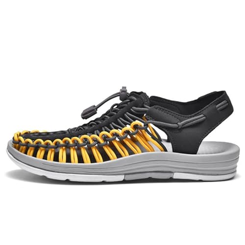 eimeinuosy Rope Sport Sandalen für Herren Sommer Fischerschuhe Herren Handgemachte gewebte Sandalen Schuhe Bequem & Leicht Cord Strandsandalen, Grau/Gelb, 44.5 EU eimeinuosy Rope Sport Sandalen für Herren Sommer Fischerschuhe Herren Handgemachte gewebte Sandalen Schuhe Bequem & Leicht Cord Strandsandalen, Grau/Gelb, 44.5 EU von eimeinuosy