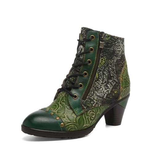 eimeinuosy SOCOFY Damen-Stiefeletten, Leder, Blockabsatz, Bohemian-Lederstiefel, Grün, 11 eimeinuosy SOCOFY Damen-Stiefeletten, Leder, Blockabsatz, Bohemian-Lederstiefel, Grün, 11 von eimeinuosy