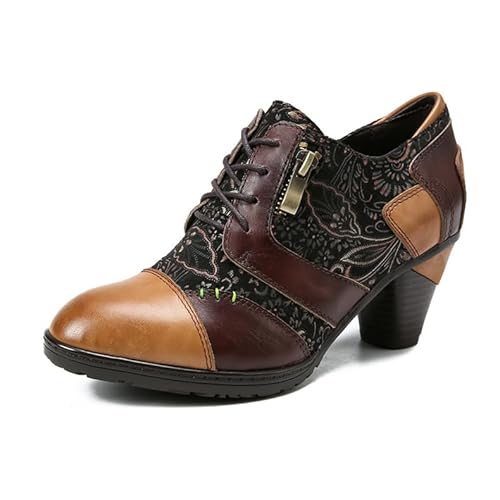 eimeinuosy SOCOFY Stiefeletten für Damen Leder Blockabsatz Bohemian Leder Mary Jane Schuhe Sommer, Braun, 10 eimeinuosy SOCOFY Stiefeletten für Damen Leder Blockabsatz Bohemian Leder Mary Jane Schuhe Sommer, Braun, 10 von eimeinuosy
