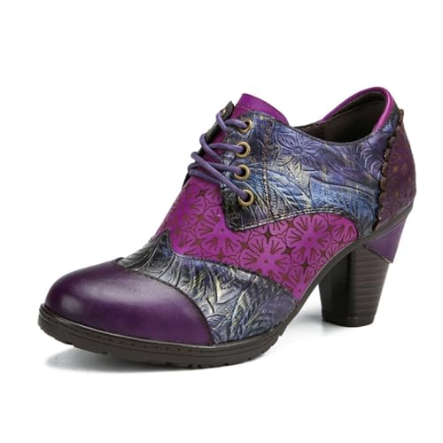 eimeinuosy SOCOFY Stiefeletten für Damen Leder Blockabsatz Bohemian Leder Mary Jane Schuhe Sommer, Lila 1, 9 eimeinuosy SOCOFY Stiefeletten für Damen Leder Blockabsatz Bohemian Leder Mary Jane Schuhe Sommer, Lila 1, 9 von eimeinuosy