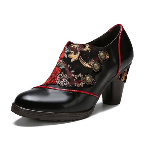 eimeinuosy SOCOFY Stiefeletten für Damen Leder Blockabsatz Bohemian Leder Mary Jane Schuhe Sommer, Schwarz 1, 11 eimeinuosy SOCOFY Stiefeletten für Damen Leder Blockabsatz Bohemian Leder Mary Jane Schuhe Sommer, Schwarz 1, 11 von eimeinuosy