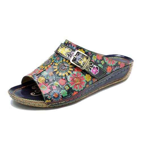 eimeinuosy Socofy Damen Clogs Leder Sandalen Sommer Leder Hausschuhe Slip on Pantoletten Schuhe Anti-Rutsch Geschlossene Zehen Handgemachte Blume Rückenfrei Komfort Atmungsaktiv Walking Hausschuhe eimeinuosy Socofy Damen Clogs Leder Sandalen Sommer Leder Hausschuhe Slip on Pantoletten Schuhe Anti-Rutsch Geschlossene Zehen Handgemachte Blume Rückenfrei Komfort Atmungsaktiv Walking Hausschuhe von eimeinuosy