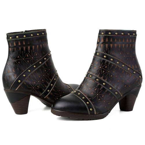 eimeinuosy Socofy Stiefeletten für Damen, Herbst und Winter, Blockabsatz, Lederstiefel, Bohemian-Blumenmuster, rutschfest, seitlicher Reißverschluss, Wanderschuhe für Hochzeit, Party, Kleid, Schwarz 1 eimeinuosy Socofy Stiefeletten für Damen, Herbst und Winter, Blockabsatz, Lederstiefel, Bohemian-Blumenmuster, rutschfest, seitlicher Reißverschluss, Wanderschuhe für Hochzeit, Party, Kleid, Schwarz 1 von eimeinuosy