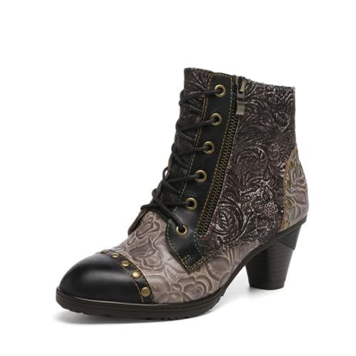 eimeinuosy Stiefeletten für Damen, flache Lederstiefel, Winter, mit Pelz gefüttert, Retro-Spleißung, Outdoor, rutschfest, seitlicher Reißverschluss, Wanderschuhe, bequem, leicht, Schwarz eimeinuosy Stiefeletten für Damen, flache Lederstiefel, Winter, mit Pelz gefüttert, Retro-Spleißung, Outdoor, rutschfest, seitlicher Reißverschluss, Wanderschuhe, bequem, leicht, Schwarz von eimeinuosy