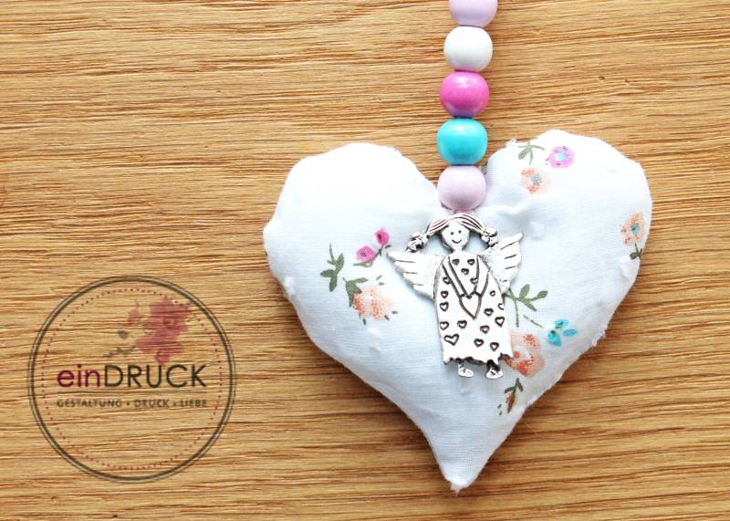 Schutzengel -Geschenk Zur Geburt, Führerschein, Herz, Schutzengelherz, Stoffherz, Taufe, Glücksbringer, Krankheit von eindruckdomenika