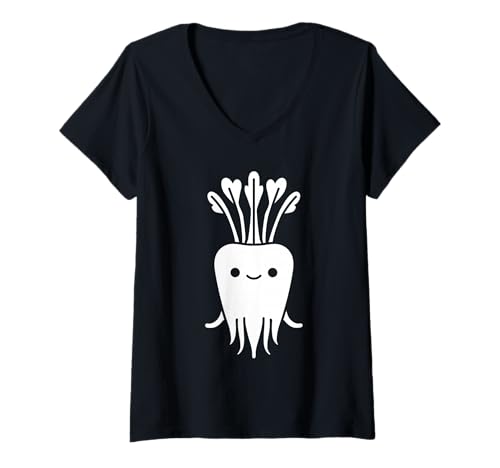Damen Gemüse Funny Food Minimalist Einfacher Schwarzwurzeln T-Shirt mit V-Ausschnitt Damen Gemüse Funny Food Minimalist Einfacher Schwarzwurzeln T-Shirt mit V-Ausschnitt von einfaches lustiges Schwarzwurzeln Essen