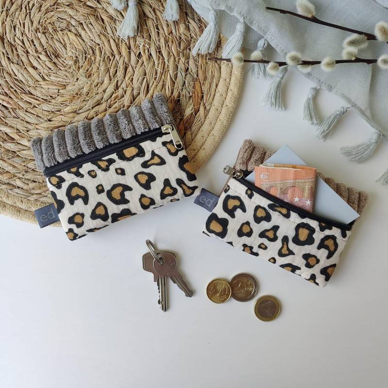 Mini-Geldbeutel Leo Print - Kleine Geldbörse, Mini Portemonnaie, Täschchen Mit Reißverschluss Verschiedene Farben Geldbeutel „Lotti" von einzeldesign