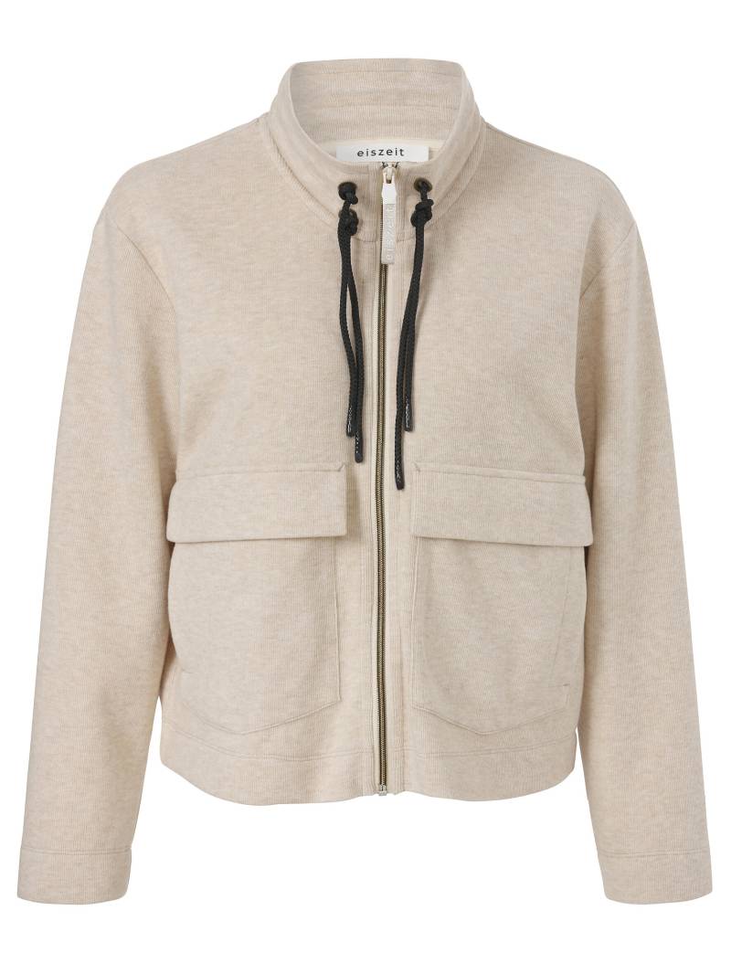 eiszeit - Jacke Kragen 1/1 Arm Zipper beige melange/anthra - Gr. - 54 von eiszeit