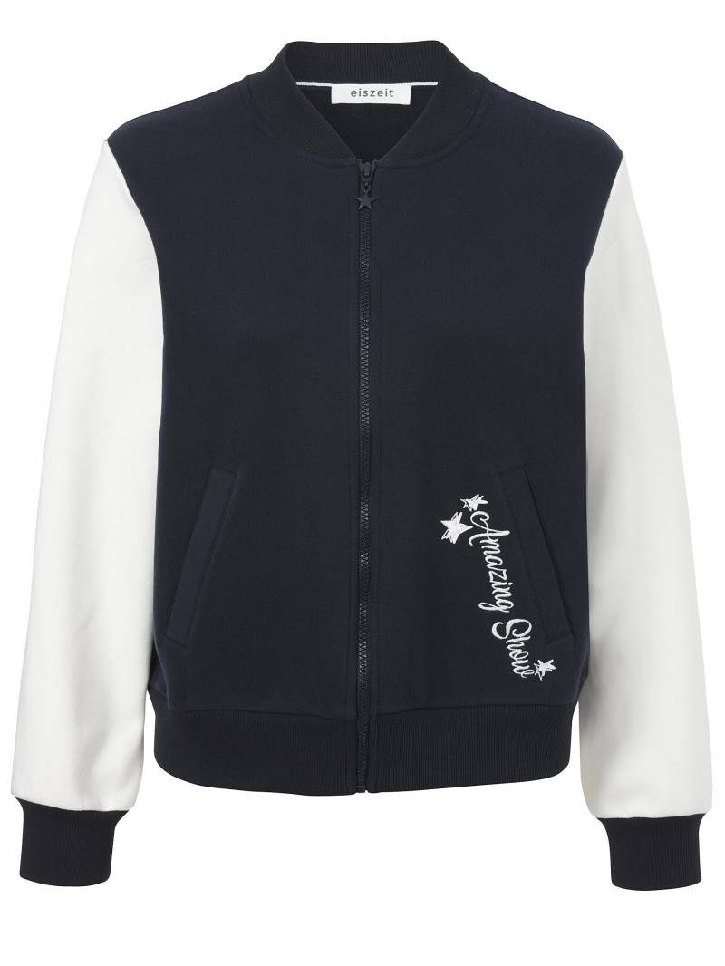 eiszeit - Jacke Stehkragen 1/1 Arm Zipper navy / offwhite - Gr. - 44 von eiszeit