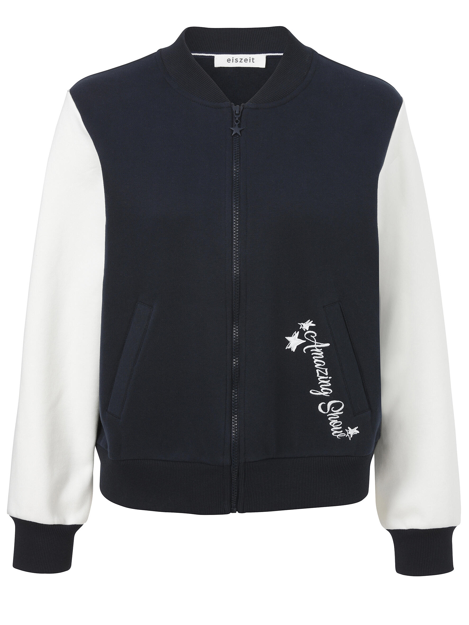 eiszeit - Jacke Stehkragen 1/1 Arm Zipper navy / offwhite - Gr. - 50 von eiszeit