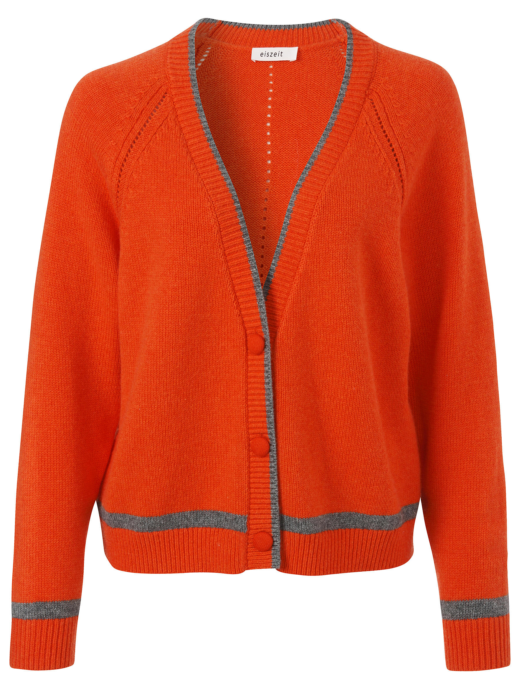 eiszeit - Jacke V-Ausschnitt 1/1 Arm Raglan orange / mid grey - Gr. - 48 von eiszeit