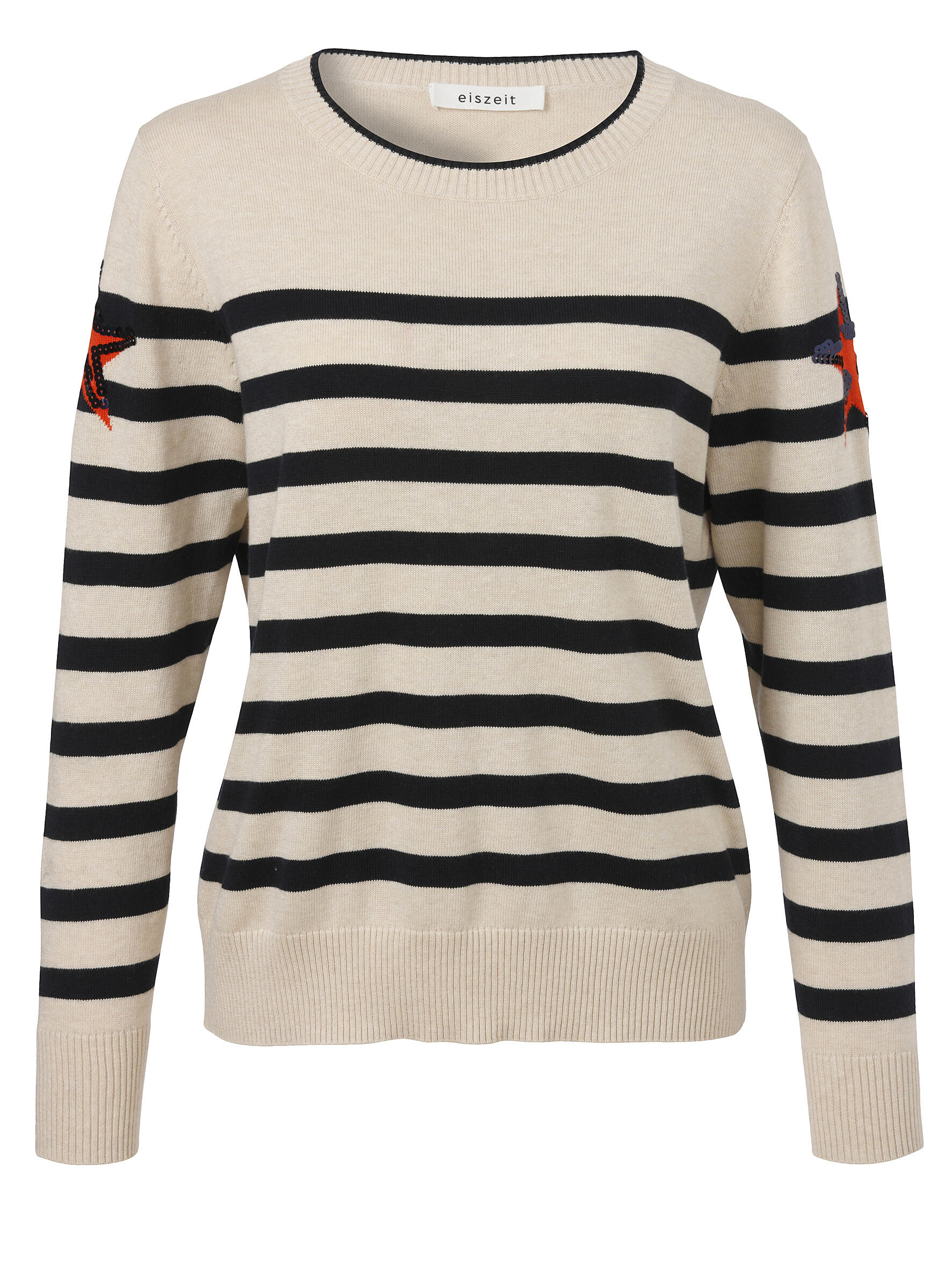 eiszeit - Pullover Rundhals 1/1 Arm beige melange multi - Gr. - 46 von eiszeit