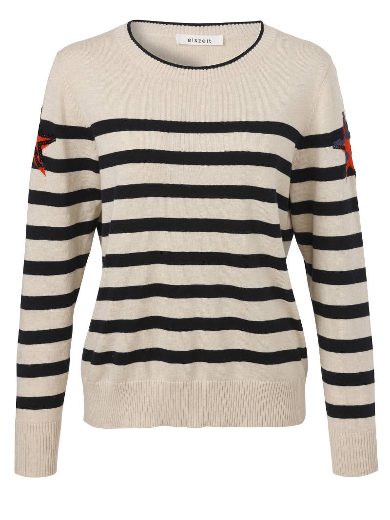 eiszeit - Pullover Rundhals 1/1 Arm beige melange multi - Gr. - 46 von eiszeit