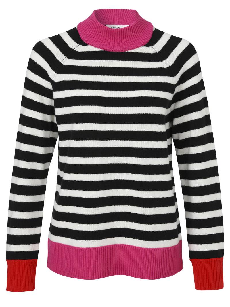 eiszeit - Pullover Stehkragen 1/1 Arm Ringel Raglan raspery multicolor - Gr. - 48 von eiszeit