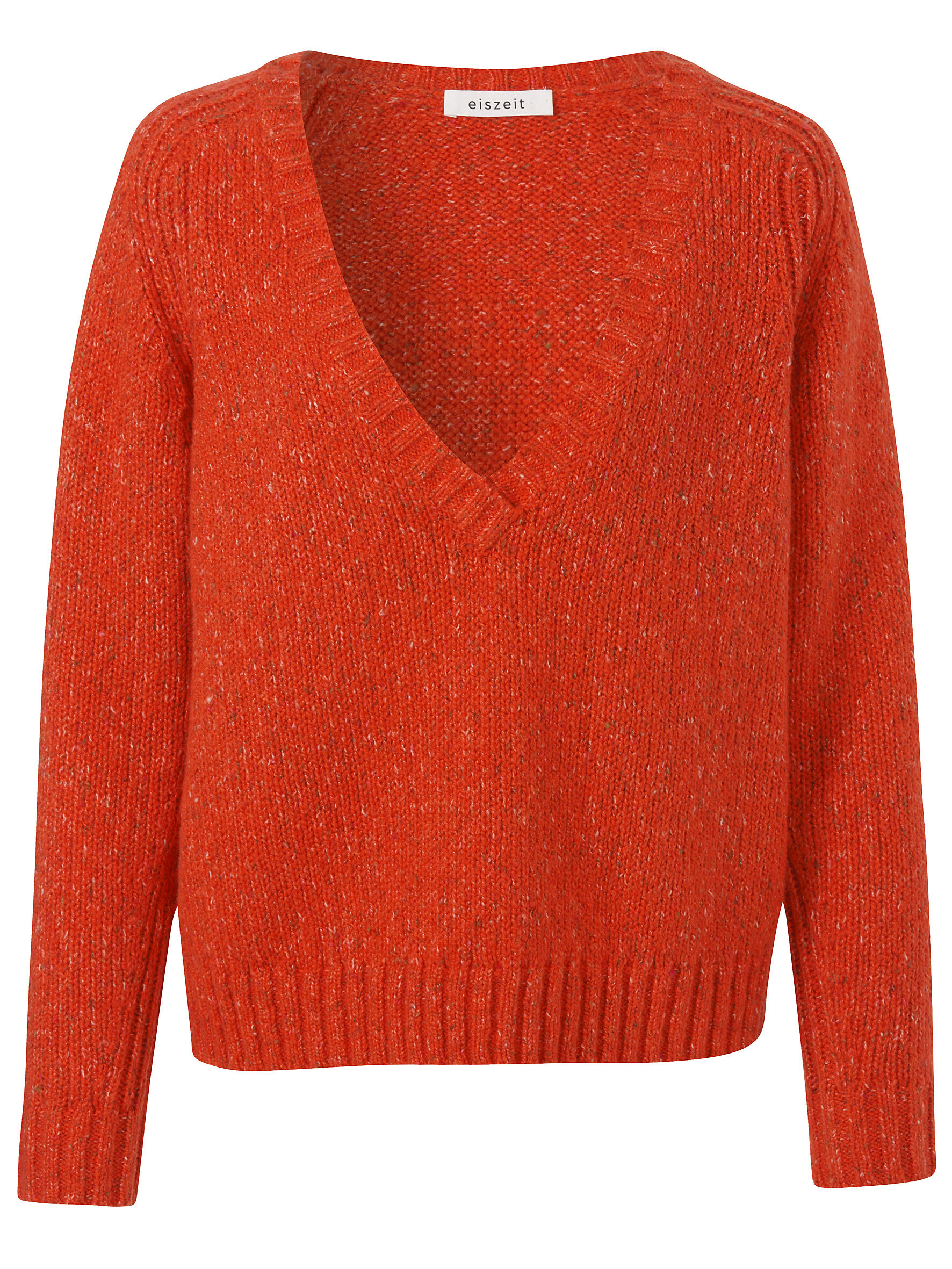 eiszeit - Pullover V-Ausschnitt 1/1 Arm Raglan orange multicolor - Gr. - 48 von eiszeit