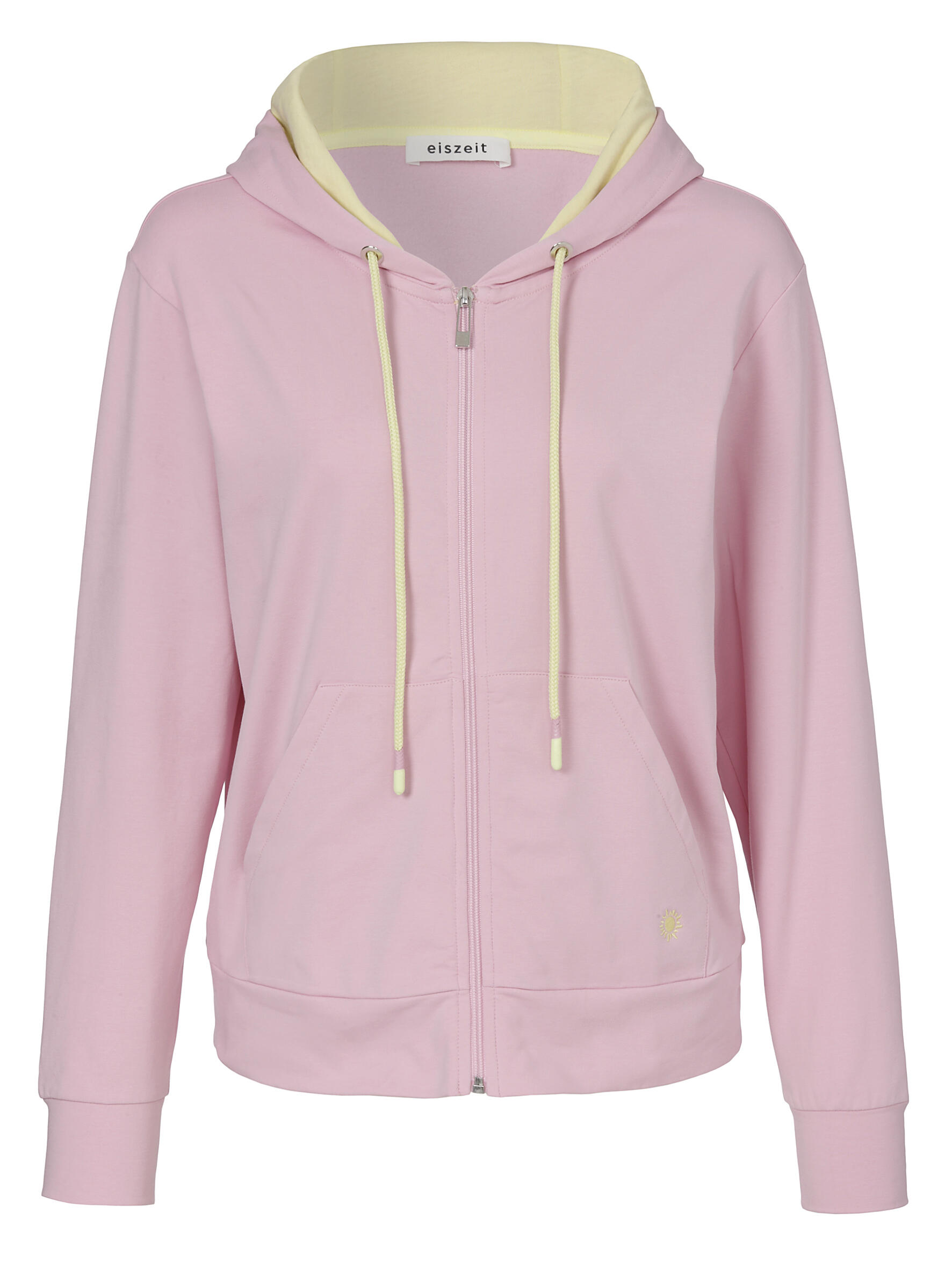 eiszeit - Sweatjacke Kapuze Zipper 1/1Arm soft rose / lime - Gr. - 42 von eiszeit