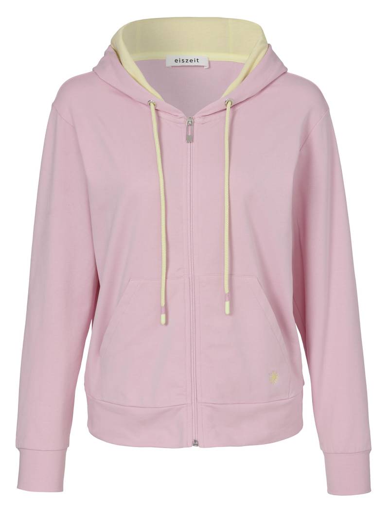 eiszeit - Sweatjacke Kapuze Zipper 1/1Arm soft rose / lime - Gr. - 42 von eiszeit