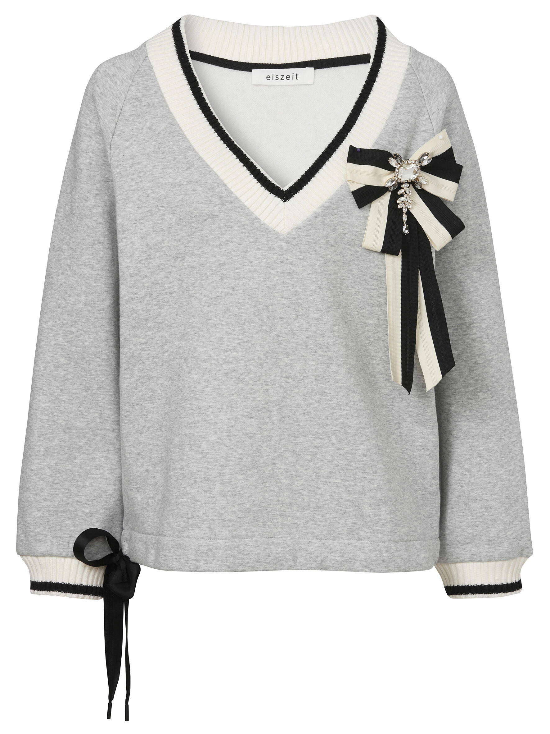 eiszeit - Sweatshirt V-Ausschnitt 1/1 Arm Brosche silver multicolor - Gr. - 46 von eiszeit