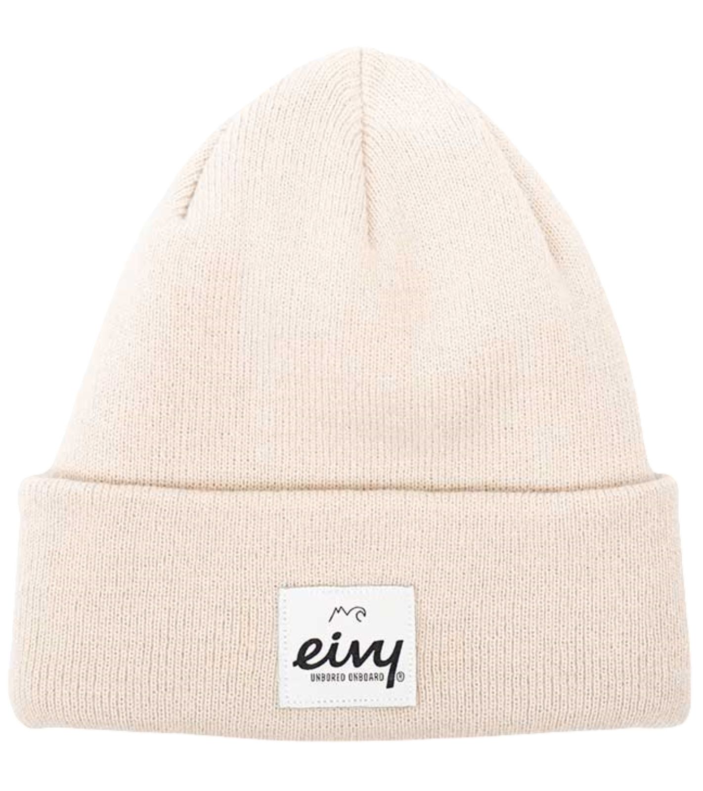 eivy Watcher Beanie wärmende Damen Winter-Mütze Umschlags-Mütze Strick-Mütze mit Logopatch One Size Designed in Sweden Beige von eivy