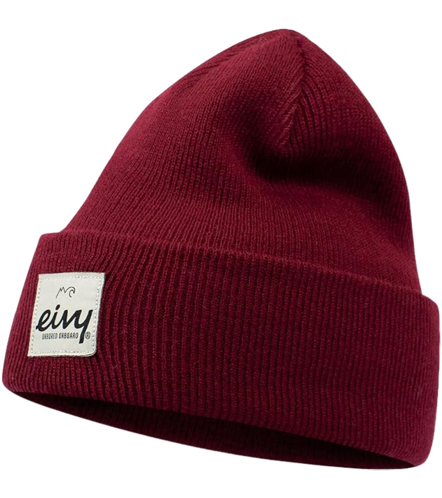 eivy Watcher Beanie wärmende Damen Winter-Mütze Umschlags-Mütze Strick-Mütze mit Logopatch One Size Designed in Sweden Weinrot von eivy