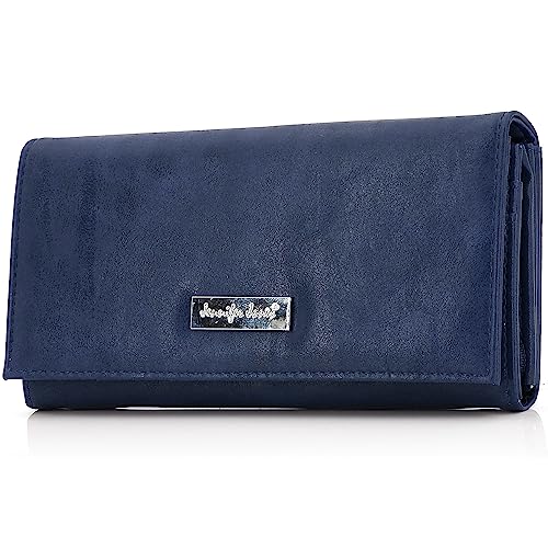 ekavale Portemonnaie Damen mit vielen Kartenfächer - Geldbörse Kunstleder - Geldbeutel für Frauen (Navy) von ekavale