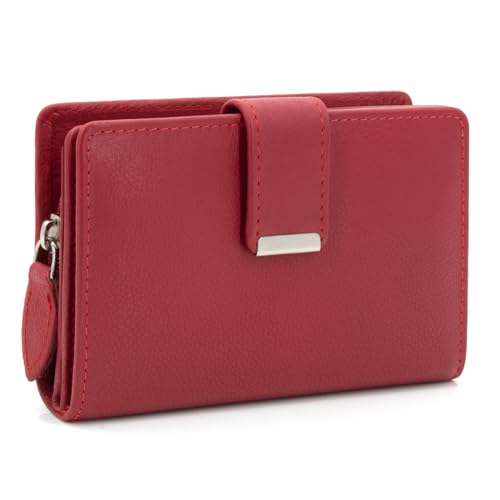 ekavale Damen Geldbörse aus weichem Leder mit RFID-Schutz - Damen-Portemonnaie (Rot) von ekavale
