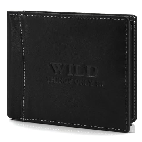 ekavale Leder Geldbörse Herren mit RFID, NFC Schutz Portemonnaie Herren Geldbeutel für Männer mit Münzfach (Schwarz) von ekavale