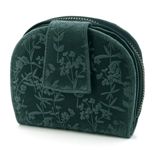 Moderne Leder Damengeldbörse mit RFID-Schutz und Riegelverschluss, Geldbeutel für Frauen kompakt mittelgroß (Petrol) von ekavale