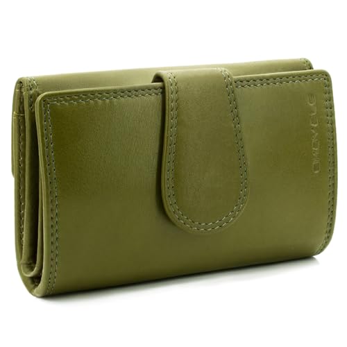 ekavale Damen Geldbörse aus Leder mit Druckknopf-Verschluss, RFID-Schutz, kompakt und praktisch (Pistazie) von ekavale