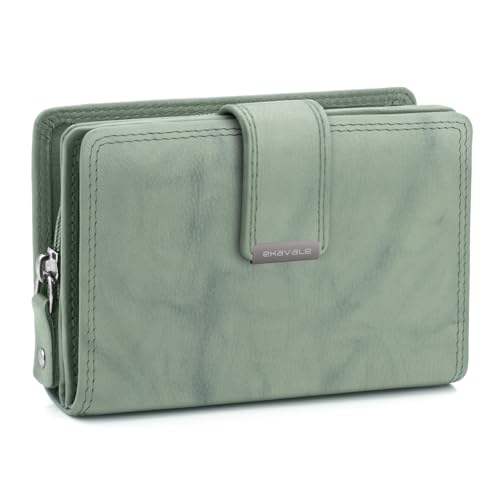 ekavale Damen Geldbörse aus weichem Leder mit RFID-Schutz - Damen-Portemonnaie (Antik-Minze) von ekavale