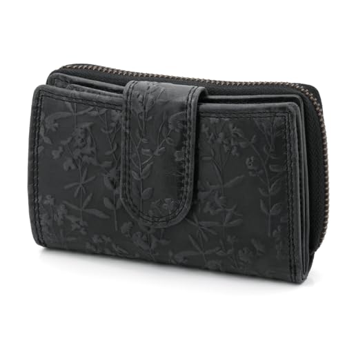 ekavale Damen Geldbörse aus weichem Leder mit RFID-Schutz - Damen-Portemonnaie (Schwarz) von ekavale