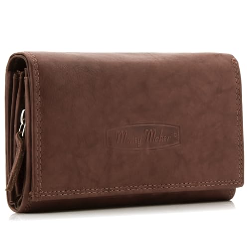 ekavale Geldbörse Damen Leder mit RFID-Schutz 25 Fächer Damen Portemonnaie Lang (Braun) von ekavale