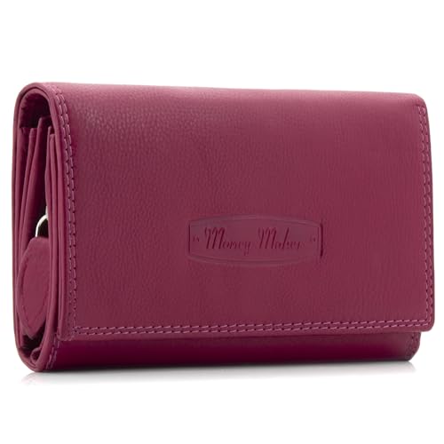 ekavale Geldbörse Damen Leder mit RFID-Schutz 25 Fächer Damen Portemonnaie Lang (Pink) von ekavale