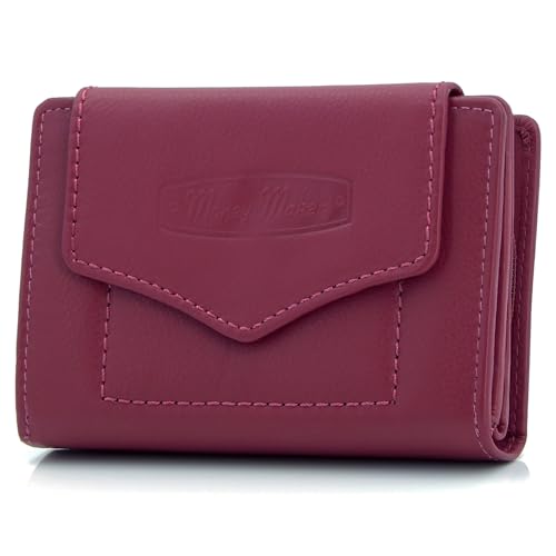 ekavale Geldbörse für Damen mit Druckknopf-Überschlag RFID weiches Leder (Pink) von ekavale