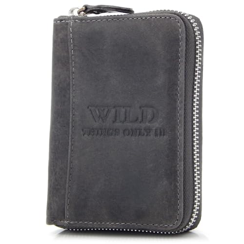 ekavale Geldbörse mit umlaufendem Reißverschluss - Herren Portmonee mit RFID-Schutz – Geldbeutel Herren aus Leder (Grau) von ekavale