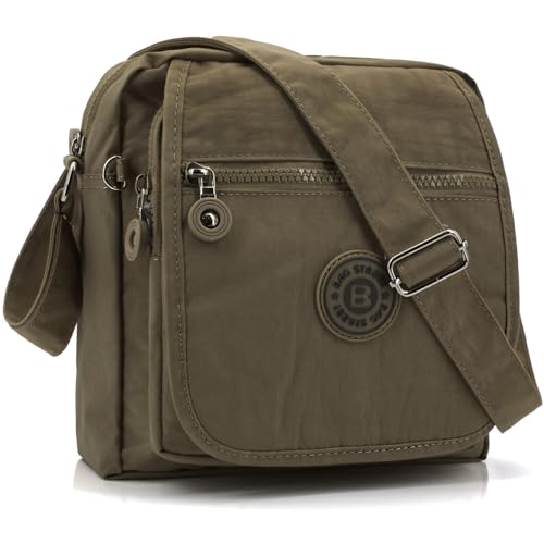 ekavale Umhängetasche Damen Klein aus Wasserabweisendes Nylon - Stylisch Schultertasche mit viele Fächer - Handtasche für Frauen für Alltagskleidung- Damen-tasche mittelgross (Braun) von ekavale