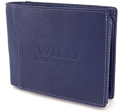 ekavale Leder Geldbörse Herren mit RFID, NFC Schutz Portemonnaie Herren Geldbeutel für Männer mit Münzfach (Navy) von ekavale