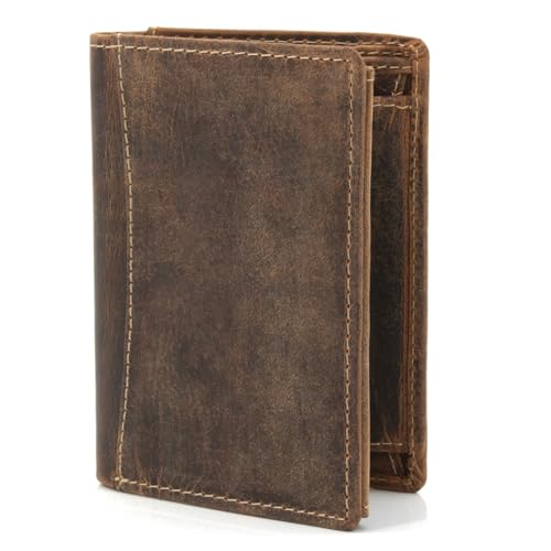 ekavale Leder Geldbörse Herren mit RFID-Schutz - Praktisches Hochformat Portemonnaie - Geldbeutel für Männer aus echtem Büffelleder - Brieftasche Wallet (Tan) von ekavale