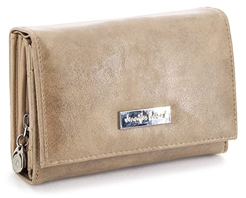 ekavale Damen Geldbörse viele Fächer, Damen Portemonnaie aus Kunstleder, Geldbeutel für Frauen (Beige) von ekavale