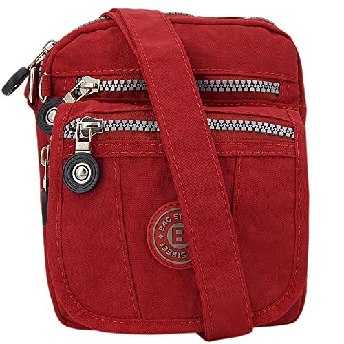 ekavale kleine Umhängetasche Damentasche aus hochwertigem wasserabwesendem Nylon Schultertasche (Rot) von ekavale