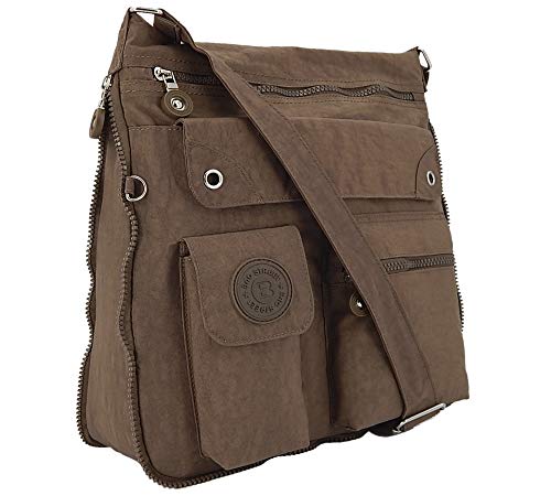 ekavale - leichte Damen-Umhängetasche - Praktische Crossbody-Handtasche - mit vielen fächern - Schultertasche wasserabweisende Damentasche (Braun) von ekavale