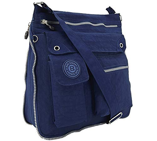 ekavale - leichte Damen-Umhängetasche - Praktische Crossbody-Handtasche - mit vielen fächern - Schultertasche wasserabweisende Damentasche (Marineblau) von ekavale