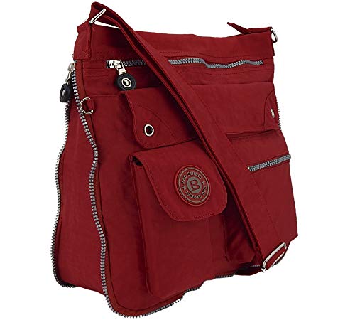 ekavale - leichte Damen-Umhängetasche - Praktische Crossbody-Handtasche - mit vielen fächern - Schultertasche wasserabweisende Damentasche (Rot) von ekavale