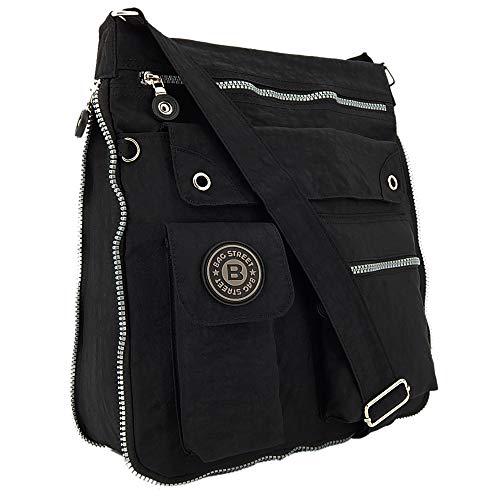 ekavale - leichte Damen-Umhängetasche - Praktische Crossbody-Handtasche - mit vielen fächern - Schultertasche wasserabweisende Damentasche (Schwarz) von ekavale