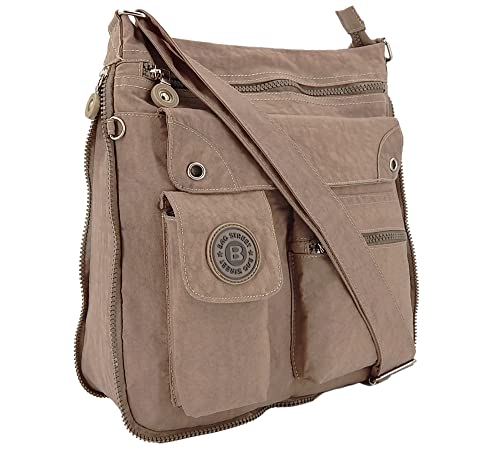 ekavale - leichte Damen-Umhängetasche - Praktische Crossbody-Handtasche - mit vielen fächern - Schultertasche - wasserabweisende Damentasche (Stone) von ekavale